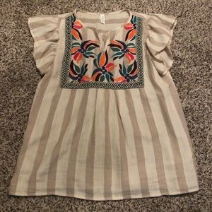 Embroidered Peasant Top